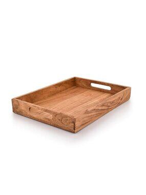 Wood Serving Tray With Handles Acacia Wood Ottoman Coffee Table Organizer Tray